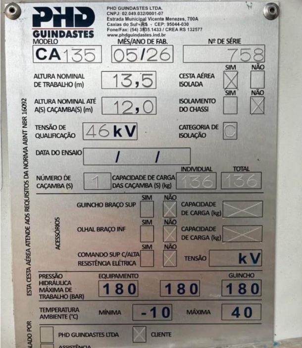 Grua Alza hombre Marca PHD Modelo C A 135 Año 2026 - Imagen 3